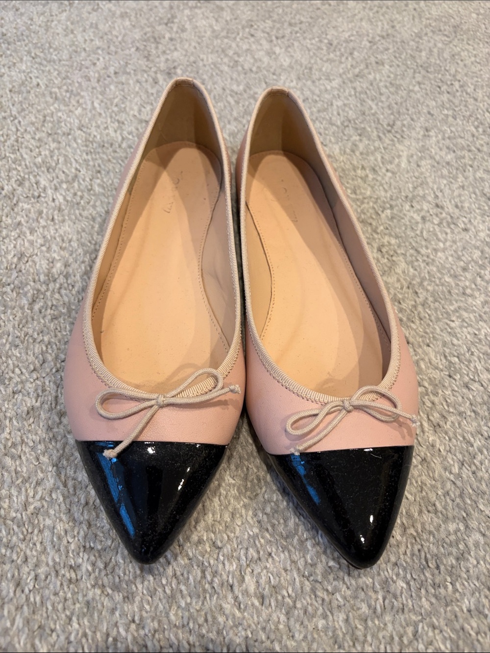 J. Crew Women's Pink and Black Pointed-Toe Ballet Flats